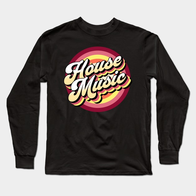 HOUSE MUSIC  - drop shadow target (yellow/red) Long Sleeve T-Shirt by DISCOTHREADZ 